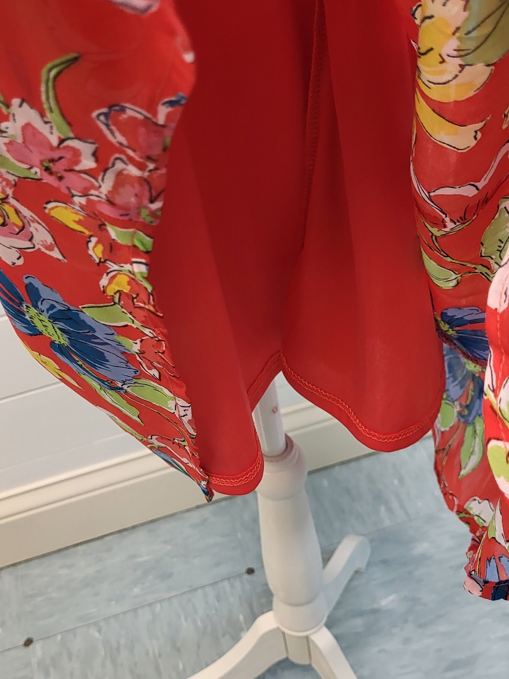 Jessica Simpson Red Floral Midi Dress with Yellow, Blue & Green Accents - Picture 12 of 12